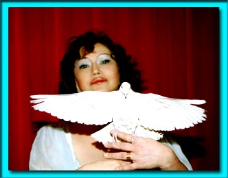 magicienne avec chapeau en public